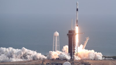 A Falcon 9 SpaceX rocket lifts off during a test flight at Kennedy Space Center, Cape Canaveral, Fla., Jan. 19, 2020.