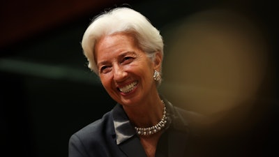 European Central Bank President Christine Lagarde at a meeting of European Union finance ministers in Brussels, Jan. 20, 2020.