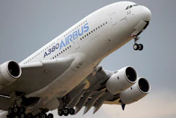 In this June 18, 2015, file photo, an Airbus A380 takes off for its demonstration flight at the Paris Air Show.
