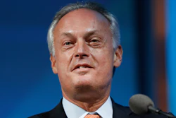 In this Jan. 17, 2019, file photo, Frederic Lissalde, president and CEO of BorgWarner, speaks at the Automotive News World Congress in Detroit.