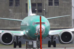 A Boeing 737 Max 8 airplane turns before taking off on a test flight, April 10, 2019, at Boeing Field in Seattle.