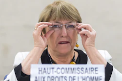 UN High Commissioner for Human Rights Michelle Bachelet speaks at the European headquarters of the United Nations in Geneva, Dec. 18, 2019.