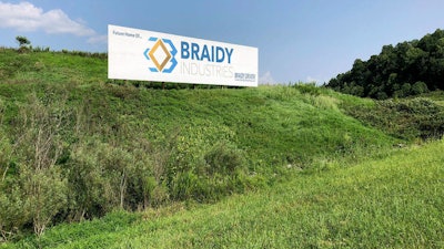 Sign marking the future site of Braidy Industries’ aluminum mill in Ashland, Ky.