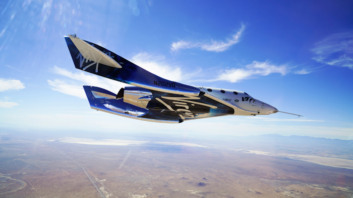 Virgin Galactic's VSS Unity during a supersonic flight test, May 29, 2018.