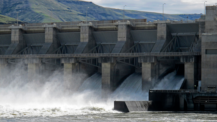 Spillway of the Lower Granite Dam near Almota, Wash., April 11, 2018.