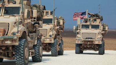 An American military convoy near the town of Tel Tamr, Syria, Oct. 20, 2019.