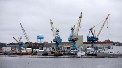 Waterfront at the Portsmouth Naval Shipyard, Kittery, Maine, May 3, 2019.