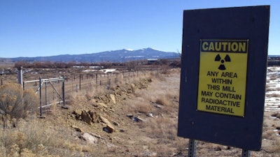 Warning sign at the old Kerr-McGee uranium mill site near Grants, N.M., Dec. 20, 2007.