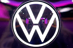 The VW logo on a car at a factory opening ceremony in Zwickau, Germany, Nov. 4, 2019.