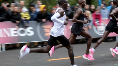 Eliud Kipchoge of Kenya runs the INEOS 1:59 Challenge in Vienna, Oct. 12, 2019.