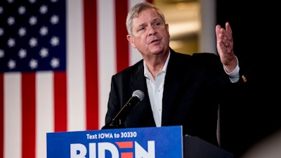 Tom Vilsack speaks at a campaign stop for Democratic presidential candidate Joe Biden in Burlington, Iowa, Jan. 31, 2020.