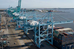 A container ship is unloaded at the Virginia International Gateway terminal in Norfolk, Va., May 10, 2019.