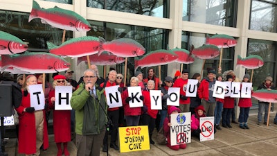 Oregon state Sen. Jeff Golden speaks to demonstrators at the Department of State Lands in Salem, Feb. 4, 2020.