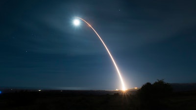 The launch of an unarmed Minuteman III intercontinental ballistic missile during a developmental test, Feb. 5, 2020, Vandenberg Air Force Base, Calif.