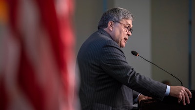 Attorney General William Barr gives the keynote address to the Center for Strategic and International Studies, CSIS China Initiative Conference, Feb. 6, 2020, in Washington.