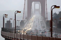 Traffic crosses the Golden Gate Bridge in Sausalito, Calif., Jan. 5, 2016.