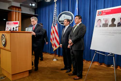 Attorney General William Barr, left, Assistant Attorney General John Demers and U.S. Attorney for the Northern District of Georgia Byung 'BJay' Pak, right, at the Justice Department in Washington, Feb. 10, 2020.