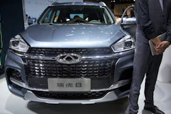 A Chery Tiggo 8 SUV at the China Auto Show in Beijing, April 25, 2018.
