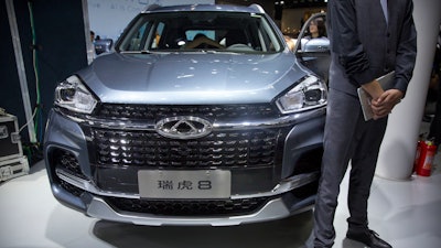 A Chery Tiggo 8 SUV at the China Auto Show in Beijing, April 25, 2018.