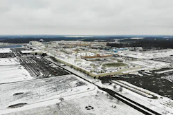In this Nov. 28, 2018, file photo, snow covers the perimeter of the General Motors' Lordstown plant in Lordstown, Ohio.