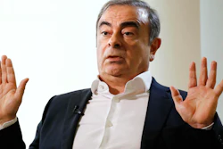Former Nissan Chairman Carlos Ghosn speaks to Japanese media during an interview in Beirut, Jan. 10, 2020.