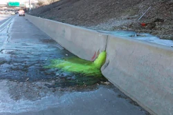 Toxic chemical substances leaking along Interstate 696 in Madison Heights, Mich., Dec. 20, 2019.
