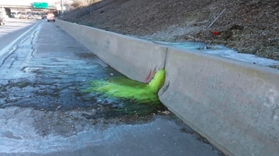 Toxic chemical substances leaking along Interstate 696 in Madison Heights, Mich., Dec. 20, 2019.