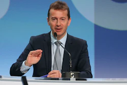 Airbus CEO Guillaume Faury at press conference in Toulouse, France, Feb.13, 2020.