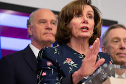 Speaker of the House Nancy Pelosi, D-Calif., during a media conference at NATO headquarters in Brussels, Feb. 17, 2020.