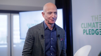 Amazon CEO Jeff Bezos following a news conference at the National Press Club in Washington, Sept. 19, 2019.
