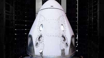 The SpaceX Crew Dragon spacecraft undergoing acoustic testing in Florida.