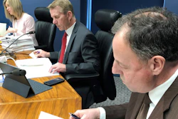 North Dakota Public Service Commissioners review a permit for the expansion of the Dakota Access pipeline, Feb. 19, 2020, at the state Capitol in Bismarck.