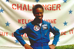 Guion Bluford, Jr., shuttle Challenger mission specialist, after returning to the Johnson Space Center in Houston, Sept. 5, 1983.