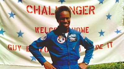 Guion Bluford, Jr., shuttle Challenger mission specialist, after returning to the Johnson Space Center in Houston, Sept. 5, 1983.