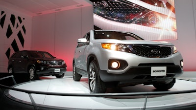 The 2011 Kia Sorento debuts at the Los Angeles Auto Show, Dec. 2, 2009.