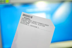 Paper ballot during a demonstration of the ExpressVote XL voting machine at the Reading Terminal Market in Philadelphia, June 13, 2019.
