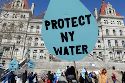 Protesters rally to oppose the Constitution Pipeline outside the state Capitol in Albany, N.Y., April 5, 2016.