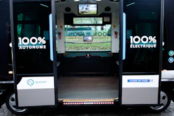 An EasyMile electric driverless shuttle during an experiment in Paris, Nov. 17, 2017.