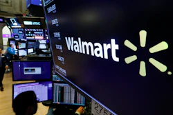 Walmart logo above a trading post at the New York Stock Exchange, Feb. 18, 2020.