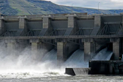 Spillway of the Lower Granite Dam near Almota, Wash., April 11, 2018.