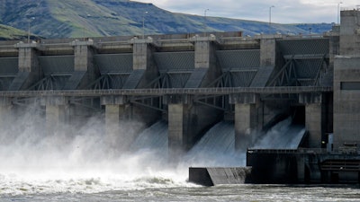 Spillway of the Lower Granite Dam near Almota, Wash., April 11, 2018.