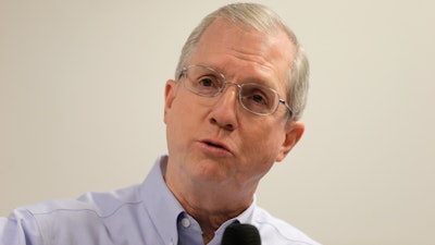 Kevin Marsh, CEO of SCANA Corp., speaks to the media at the V.C. Summer Nuclear Station near Jenkinsville, S.C., Sept. 21, 2016.