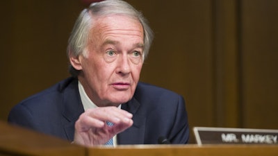 Sen. Ed Markey, D-Mass., speaks during a Senate Transportation subcommittee on commercial airline safety on Capitol Hill, March 27, 2019.