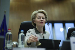 European Commission President Ursula von der Leyen rings a bell to signal the start of a weekly College of Commissioners meeting at the EU headquarters in Brussels, Feb. 26, 2020.