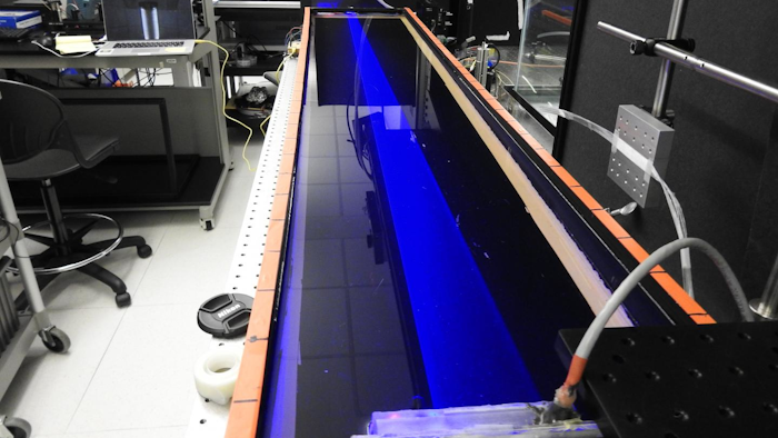 This 1.5-meter-long experimental setup was used to test the effectiveness of a submerged temperature sensor to charge and transmit instructions to a solar panel.