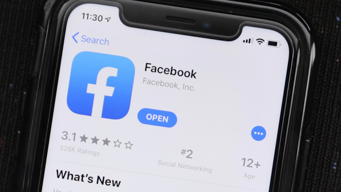 Facebook app is displayed on Apple's App Store, July 30, 2019.