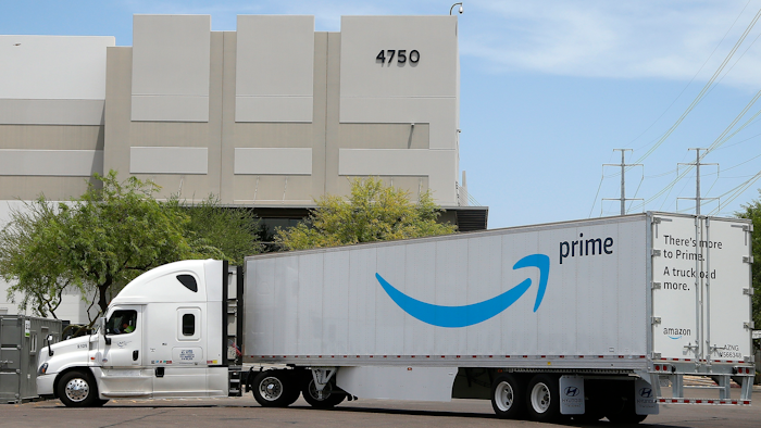 Amazon shipping truck at a fulfillment center in Phoenix, July 17, 2019.