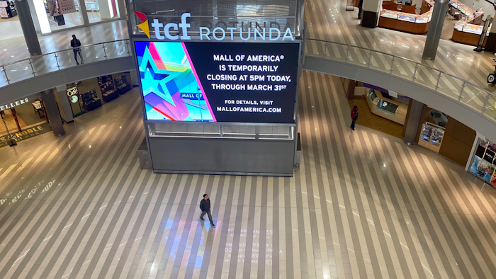 The Mall of America is largely empty after announcing it is closing temporarily because of the coronavirus outbreak, March 17, 2020, Bloomington, Minn.