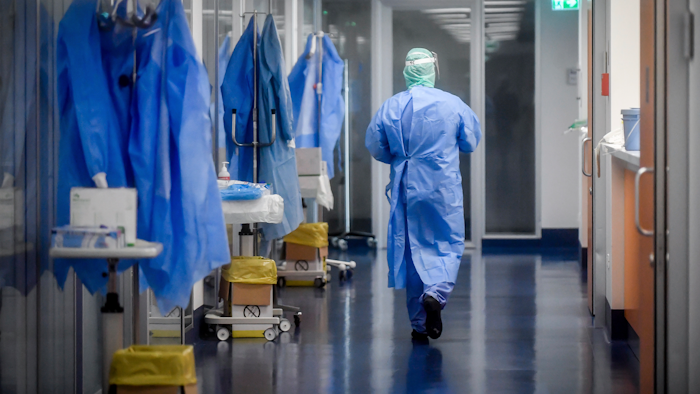 A view of the corridor outside the intensive care unit of the hospital of Brescia, Italy, March 19, 2020.