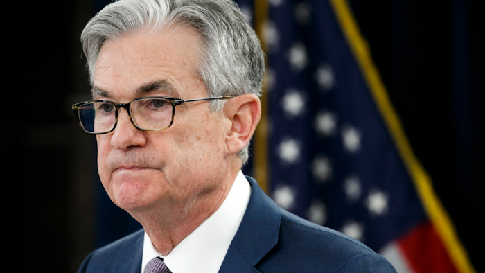 Federal Reserve Chair Jerome Powell during a news conference in Washington, March 3, 2020.